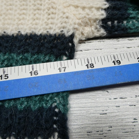 Abercrombie & Fitch Sweater Womens Small Cream Green Black Striped Knit Pullover - Picture 6 of 8